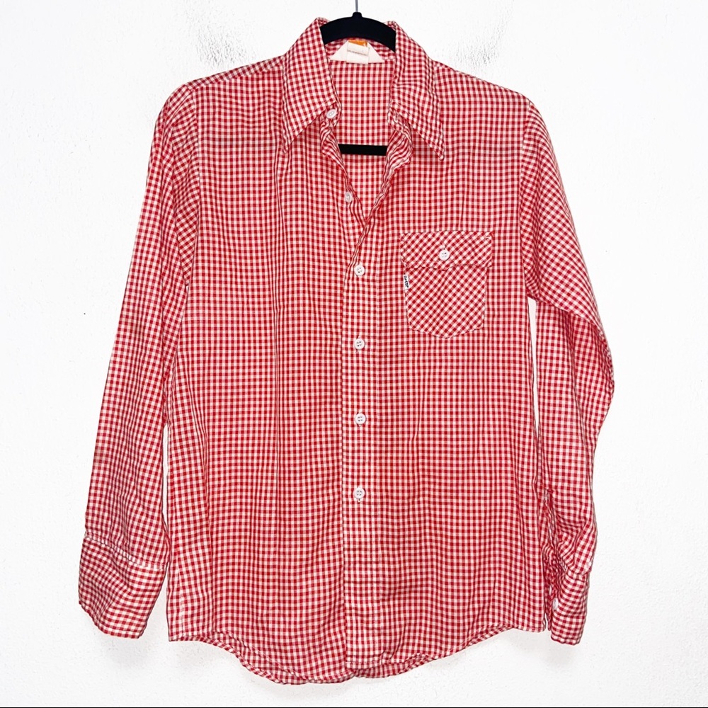 Vintage Levis Red White Gingham Button Up Shirt